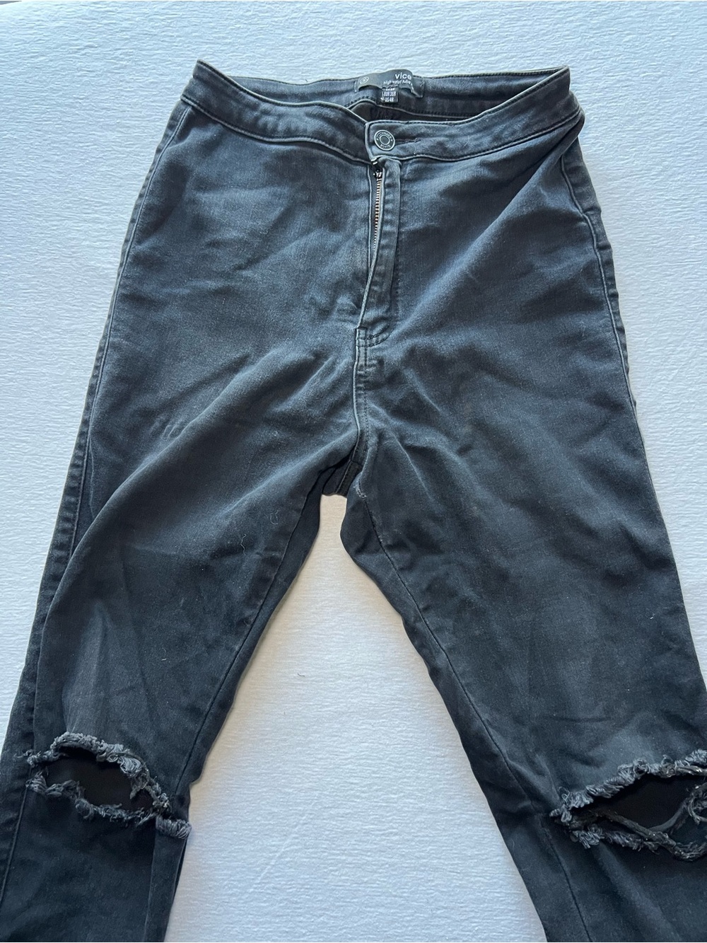 Missguided Black Distressed Knee Skinny Jeans